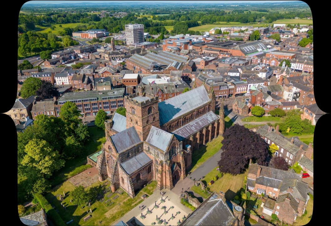 An aerial view of the Carlisle Cathedral