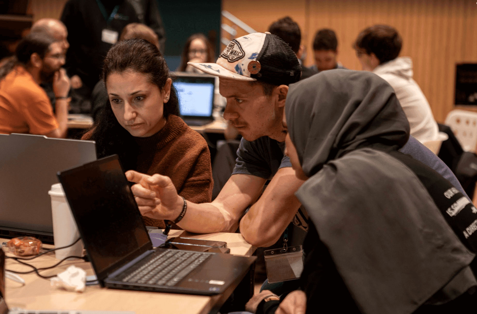 UK professionals learning AI skills in a modern training environment